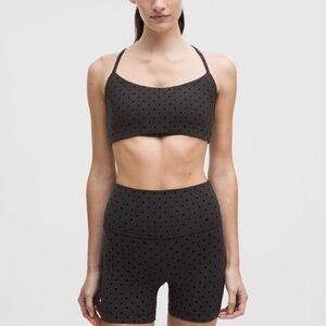 Lululemon Athletica Polka Dot Flow Y Bra Light Support A/B Cup Evolve Size L NWT